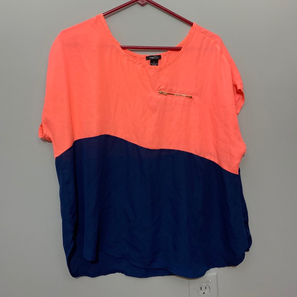 Blue and Pink Short Sleeved Shirt